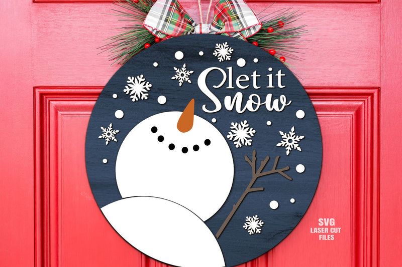 Snowman SVG | Let It Snow SVG | Christmas Sign SVG Laser Cut Files - So ...