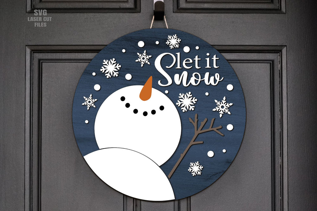 Snowman SVG | Let It Snow SVG | Christmas Sign SVG Laser Cut Files - So ...