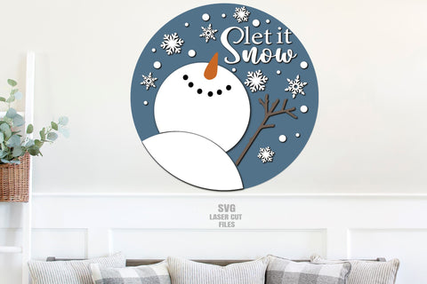 Snowman SVG | Let It Snow SVG | Christmas Sign SVG Laser Cut Files SVG Cloud9Design 
