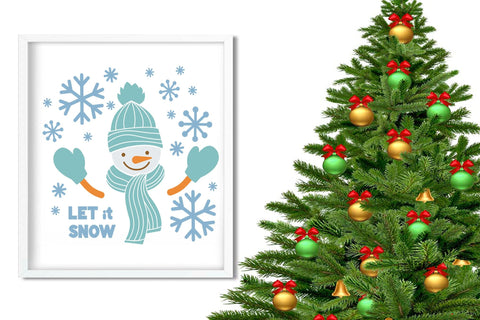 Snowman SVG, Let it Snow SVG, Snowflakes PNG with Snowman. SVG Elinorka 