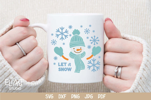 Snowman SVG, Let it Snow SVG, Snowflakes PNG with Snowman. SVG Elinorka 