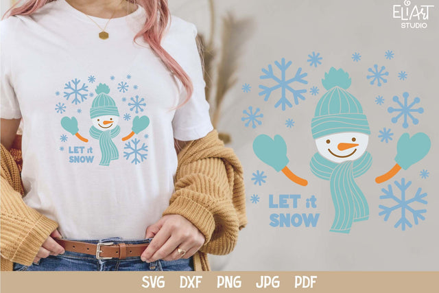 Snowman SVG, Let it Snow SVG, Snowflakes PNG with Snowman. SVG Elinorka 