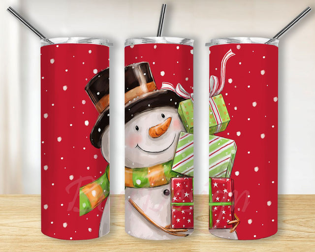 Snowman Tumbler PNG, Snowman Png, Christmas Tumbler, Snowman Skinny Tumbler wrap 20 oz PNG, Digital download Sublimation BouDesign 