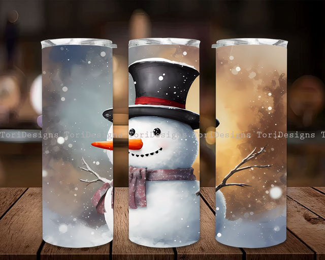 Snowman Tumbler wrap, 3D Tumbler wrap, Sublimation Designs, ChristmasTumblerWrap, Holiday Tumbler Sublimation ToriDesigns 