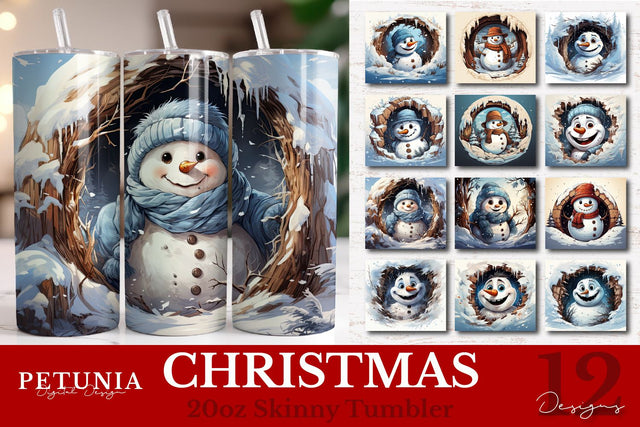 Snowman Tumbler Wrap Bundle | Christmas 20 oz Sublimation Tumbler Designs Sublimation Petunia Digital Design 