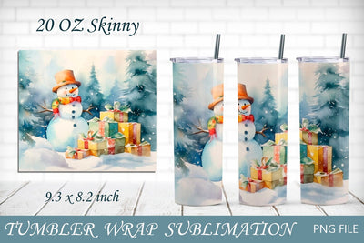 Snowman tumbler wrap, Winter landscape 20 oz tumbler, Christmas Sublimation AnastasiyaArtDesign 