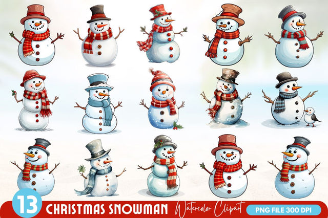 Snowman Watercolor Sublimation Clipart Bundle Sublimation Regulrcrative 