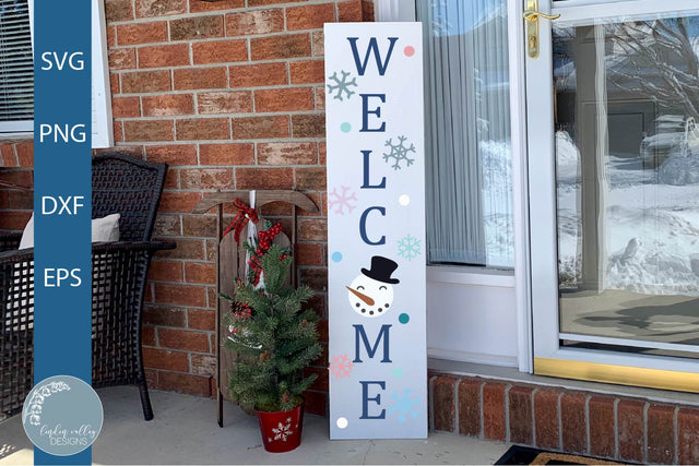 Snowman Welcome Porch Sign SVG|Winter Welcome SVG SVG Linden Valley Designs 