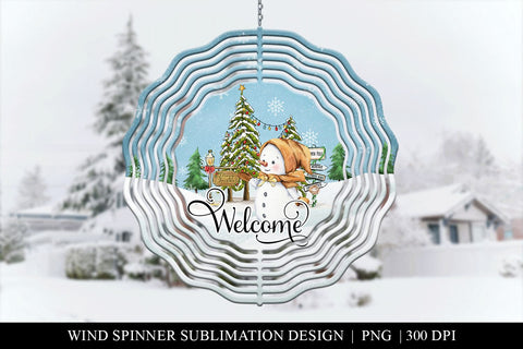Snowman Welcome Wind Spinner Sublimation PNG File Sublimation BijouBay 
