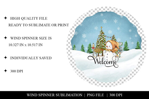 Snowman Welcome Wind Spinner Sublimation PNG File Sublimation BijouBay 