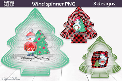 Snowman Wind Spinner | Christmas Wind Spinner Sublimation WatercolorColorDream 
