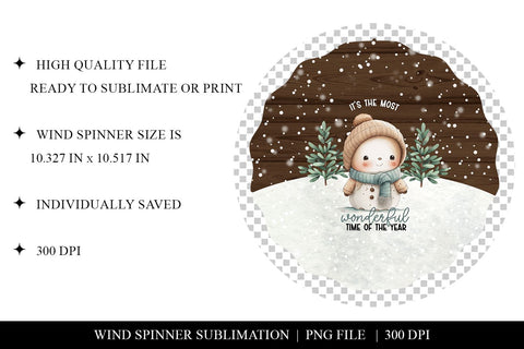 Snowman Wind Spinner Png Sublimation Design Sublimation BijouBay 
