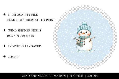 Snowman Wind Spinner Sublimation PNG Sublimation BijouBay 