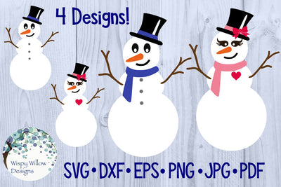 Snowman Winter Bundle Set SVG Wispy Willow Designs