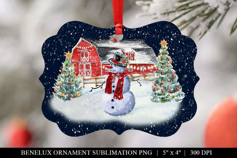 Snowman Winter Scene Benelux Ornament Sublimation Sublimation BijouBay 