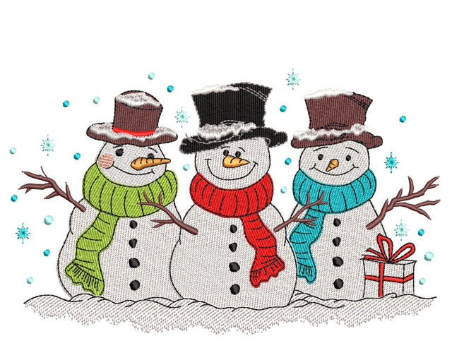 Snowmen embroidery design, Christmas embroidery file, 5 sizes, Instant download Embroidery/Applique DESIGNS Nino Nadaraia 
