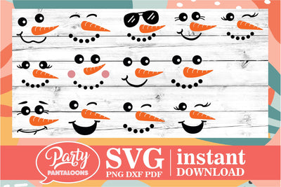 SNOWMEN FACES BUNDLE SVG | Christmas Svg SVG Partypantaloons 
