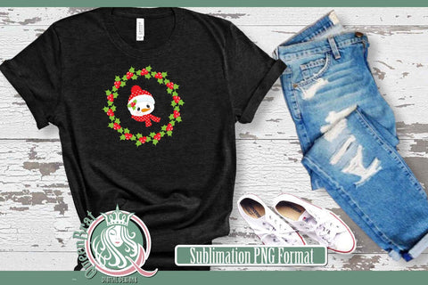 Snowwoman Holly Wreath Sublimation Sublimation QueenBrat Digital Designs 