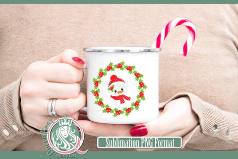Snowwoman Holly Wreath Sublimation Sublimation QueenBrat Digital Designs 