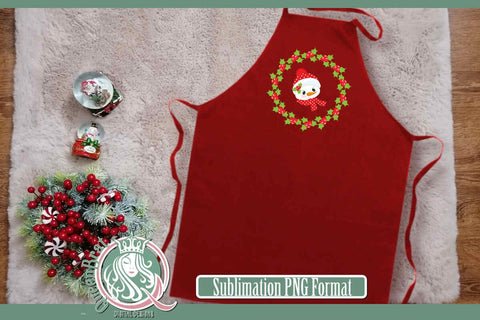 Snowwoman Holly Wreath Sublimation Sublimation QueenBrat Digital Designs 