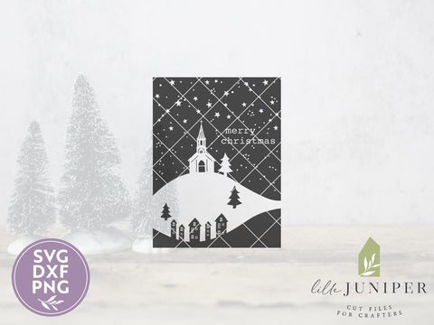 Snowy Chapel SVG | Merry Christmas SVG | Farmhouse Sign Design SVG LilleJuniper 