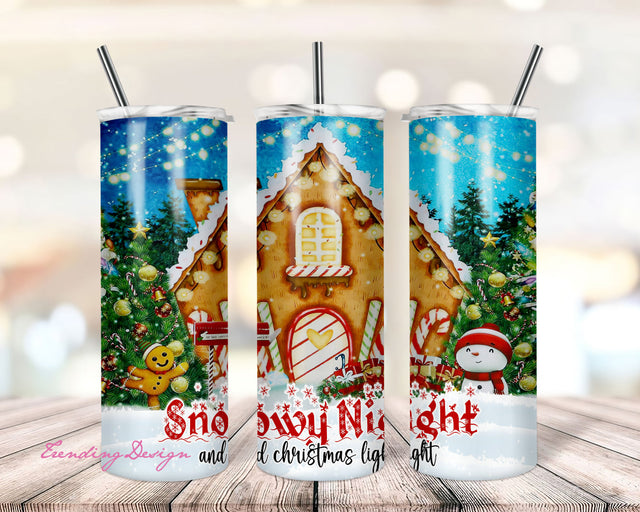 Snowy Nights and Christmas Lights 20 Oz Skinny Tumbler, Christmas Straight Template, Digital Download, sublimation graphics Sublimation TrendingDesign 