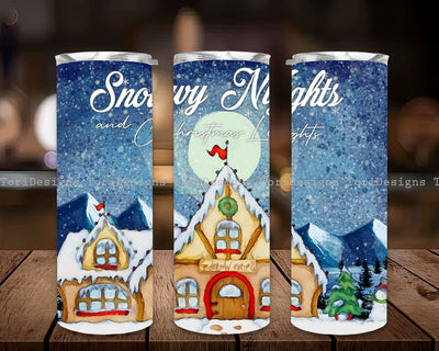 Snowy Nights and Christmas Lights 20 Oz Skinny Tumbler, Christmas Straight Template, Digital Download Sublimation ToriDesigns 