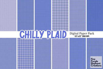 Snowy Winter Plaid | Christmas Background Digital Pattern Fine Purple Elephant Creations 