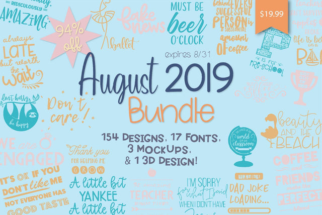 So Fontsy August 2019 Bundle Bundle So Fontsy Design Shop 