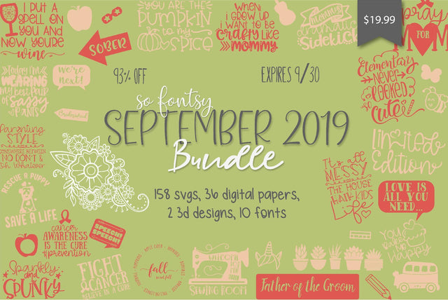 So Fontsy September 2019 Bundle (Copy) Bundle So Fontsy Design Shop 