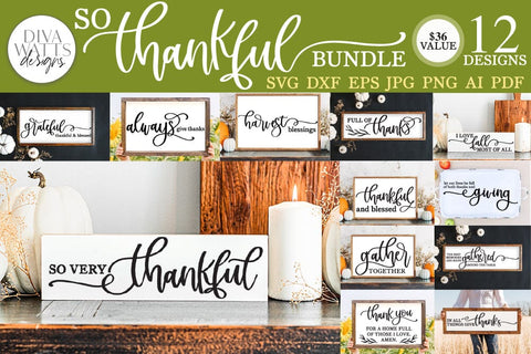 So Thankful Thanksgiving SVG Bundle | Farmhouse Designs SVG Diva Watts Designs 