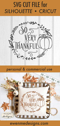 So Very Thankful - Pumpkin - Wreath - SVG SVG Ewe-N-Me Designs 