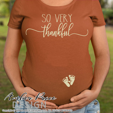 So Very Thankful SVG | Thanksgiving Pregnancy Reveal SVG PNG DXF | Fall Maternity SVG SVG Amber Price Design 