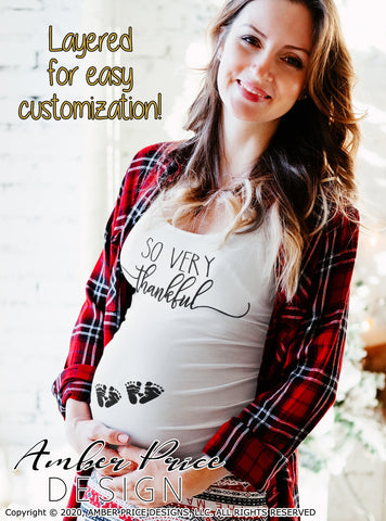 So Very Thankful SVG | Thanksgiving Pregnancy Reveal SVG PNG DXF | Fall Maternity SVG SVG Amber Price Design 