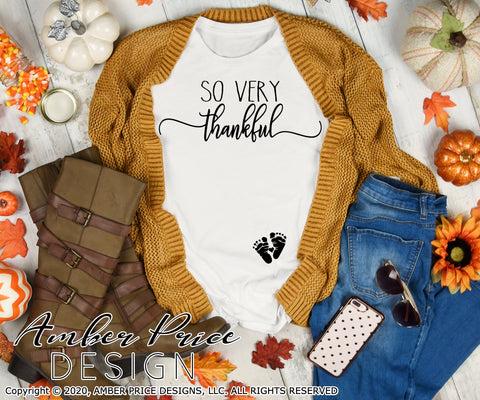 So Very Thankful SVG | Thanksgiving Pregnancy Reveal SVG PNG DXF | Fall Maternity SVG SVG Amber Price Design 