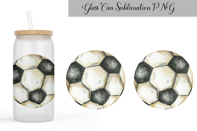 Soccer Ball Glass Can Sublimation WatercolorColorDream 
