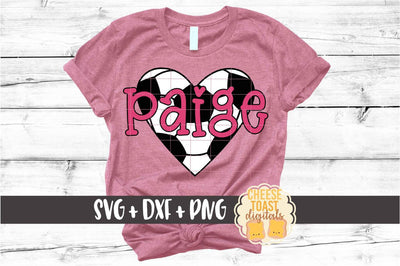 Soccer Ball Heart - Personalized Soccer SVG PNG DXF Cut Files SVG Cheese Toast Digitals 
