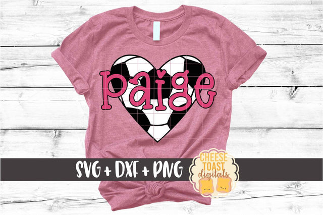 Soccer Ball Heart - Personalized Soccer SVG PNG DXF Cut Files SVG Cheese Toast Digitals 