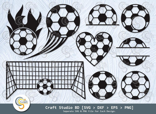 Soccer Ball Silhouette, Soccer Ball SVG, Ball Flame Svg, Soccer Ball Icon Svg, Soccer Net Svg, Soccer Monogram Frame Svg, Soccer Ball Bundle SVG ETC Craft 