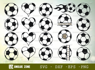 Soccer Ball SVG Bundle, Ball Silhouette, Sports Ball Svg, Soccer Mom Svg, Football Svg, SVG Unique Zone 