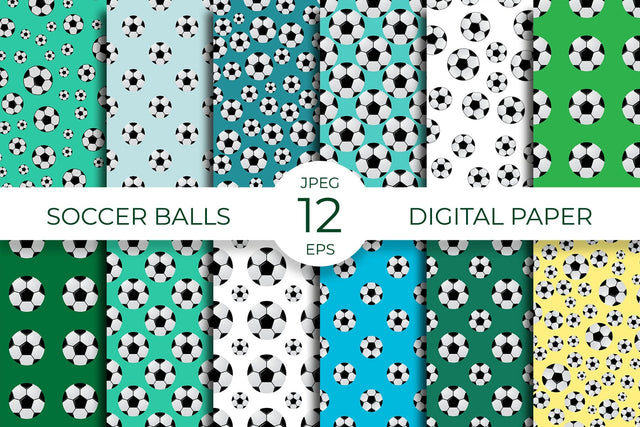 Soccer Balls Digital Paper Bundle. Sport Seamless Pattern Digital Pattern LaBelezoka 