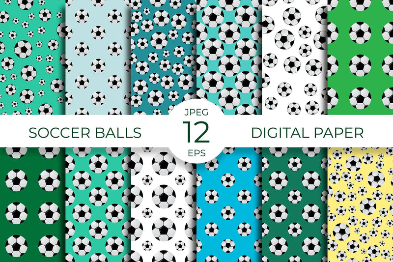 Soccer Balls Digital Paper Bundle. Sport Seamless Pattern Digital Pattern LaBelezoka 