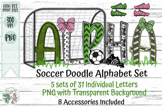 Soccer Doodle Alphabet Bundle Sublimation Serendipity and Art 