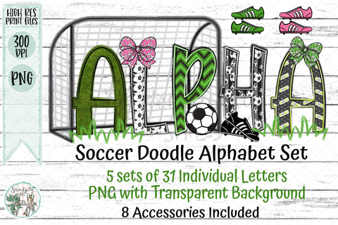Soccer Doodle Alphabet Bundle Sublimation Serendipity and Art 