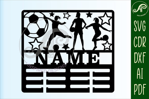 Soccer female medal holder Name svg laser cut template SVG APInspireddesigns 