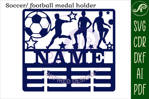 Soccer/ Football medal holder Name svg laser cut template SVG APInspireddesigns 