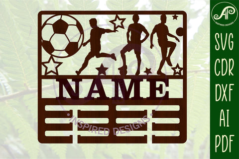 Soccer/ Football medal holder Name svg laser cut template SVG APInspireddesigns 