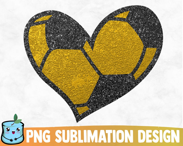 Soccer Gold Heart Sublimation Design Sublimation MintyMarshmallows 