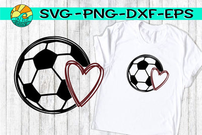 Soccer -Heart - SVG - DXF - EPS - PNG SVG On the Beach Boutique 