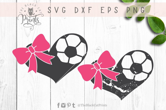 Soccer heart with bow cut file SVG TheBlackCatPrints 
